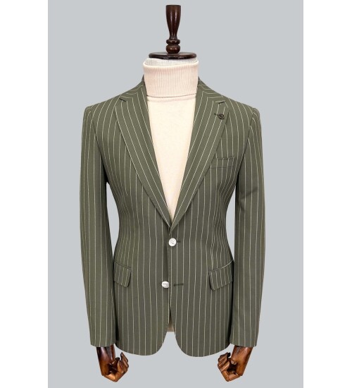 SUIT SARTORIA ÇİZGİLİ YEŞİL CEKET 4556