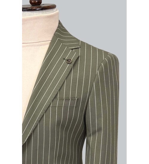 SUIT SARTORIA ÇİZGİLİ YEŞİL CEKET 4556