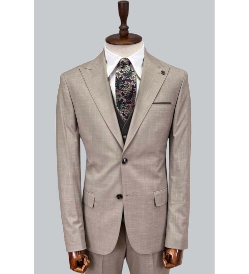 SUIT SARTORIA BEJ ÇİFT YÖNLÜ YELEKLİ TAKIM ELBİSE 2917