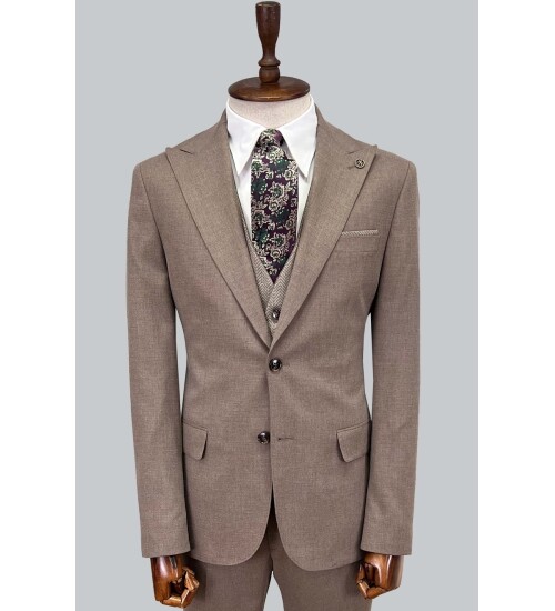 SUIT SARTORIA KAHVERENGİ ÇİFT YÖNLÜ YELEKLİ TAKIM ELBİSE 2917