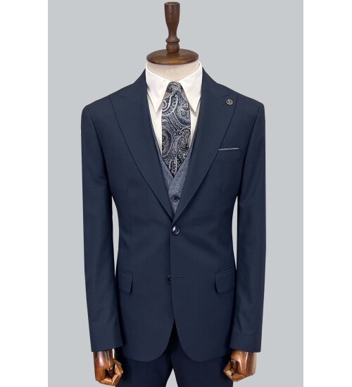 SUIT SARTORIA NAVY BLUE SUIT WITH DOUBLE FACED VEST 2917
