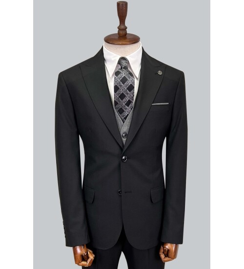 SUIT SARTORIA SİYAH ÇİFT YÖNLÜ YELEKLİ TAKIM ELBİSE 2917