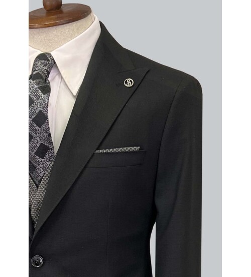 SUIT SARTORIA SİYAH ÇİFT YÖNLÜ YELEKLİ TAKIM ELBİSE 2917