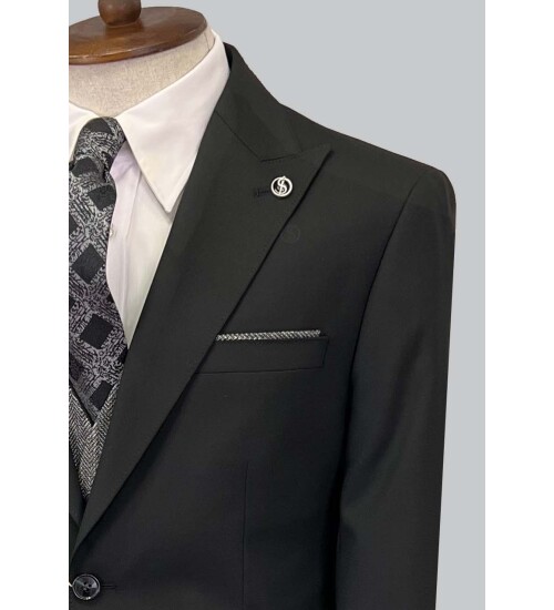 SUIT SARTORIA SİYAH ÇİFT YÖNLÜ YELEKLİ TAKIM ELBİSE 2917