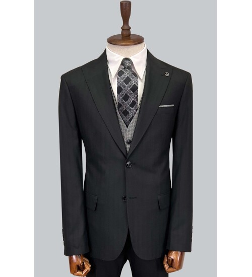 SUIT SARTORIA SİYAH ÇİFT YÖNLÜ YELEKLİ TAKIM ELBİSE 2917