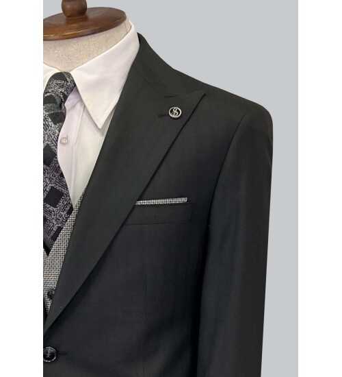 SUIT SARTORIA SİYAH ÇİFT YÖNLÜ YELEKLİ TAKIM ELBİSE 2917