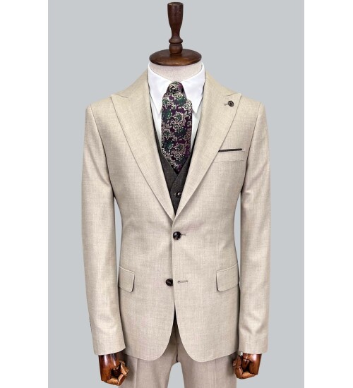 SUIT SARTORIA BEJ ÇİFT YÖNLÜ YELEKLİ TAKIM 2916