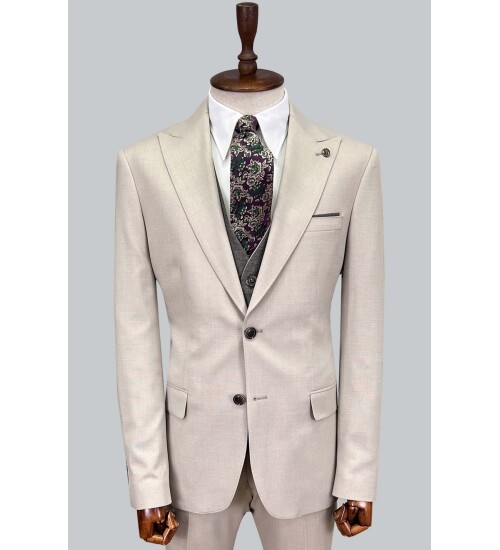 SUIT SARTORIA BEJ ÇİFT YÖNLÜ YELEKLİ TAKIM 2916