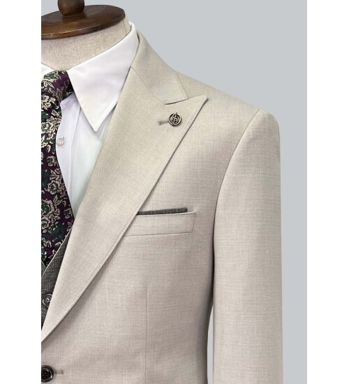 SUIT SARTORIA BEJ ÇİFT YÖNLÜ YELEKLİ TAKIM 2916