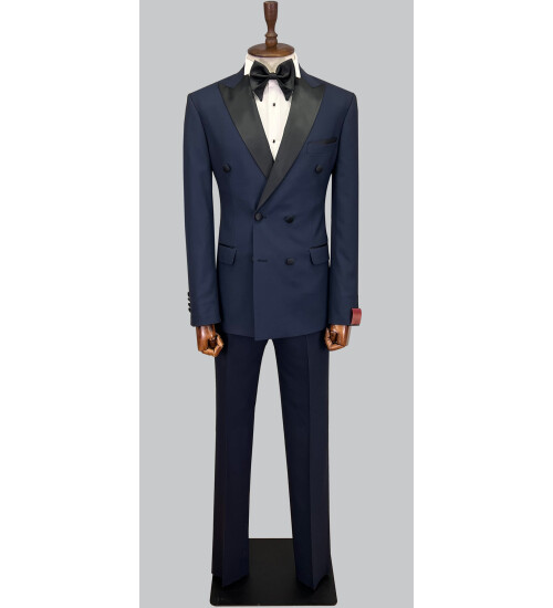 SUIT SARTORIA LACİVERT SİVRİ YAKA KRUVAZE DAMATLIK 5652