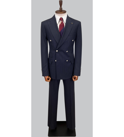SUIT SARTORIA LACİVERT ÇİZGİLİ KRUVAZE TAKIM ELBİSE 2910