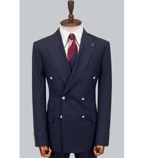 SUIT SARTORIA LACİVERT ÇİZGİLİ KRUVAZE TAKIM ELBİSE 2910