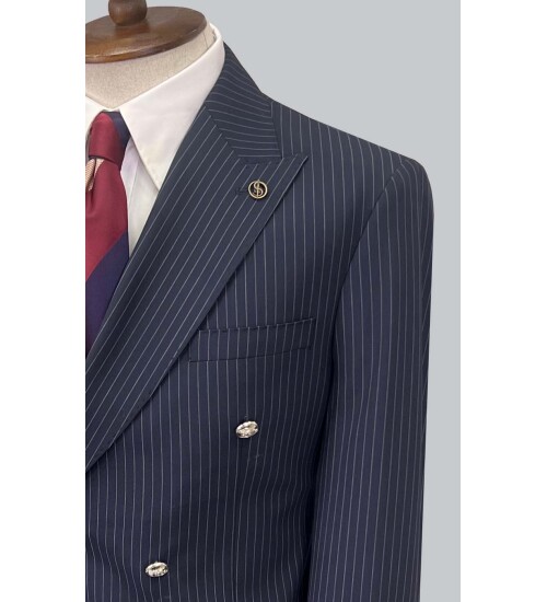 SUIT SARTORIA LACİVERT ÇİZGİLİ KRUVAZE TAKIM ELBİSE 2910