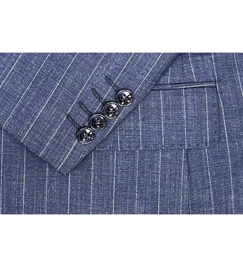 SUIT SARTORIA ÇİZGİLİ MAVİ YELEKLİ TAKIM ELBİSE 2895