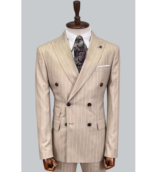 SUIT SARTORIA ÇİZGİLİ BEJ KRUVAZE TAKIM ELBİSE 2894
