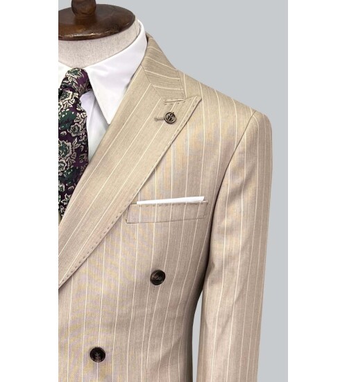 SUIT SARTORIA ÇİZGİLİ BEJ KRUVAZE TAKIM ELBİSE 2894