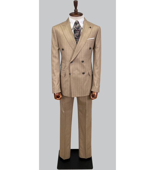 SUIT SARTORIA ÇİZGİLİ KAHVERENGİ KRUVAZE TAKIM ELBİSE 2894