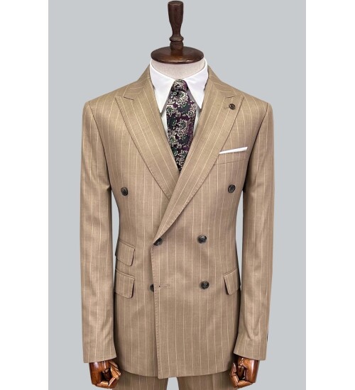 SUIT SARTORIA ÇİZGİLİ KAHVERENGİ KRUVAZE TAKIM ELBİSE 2894