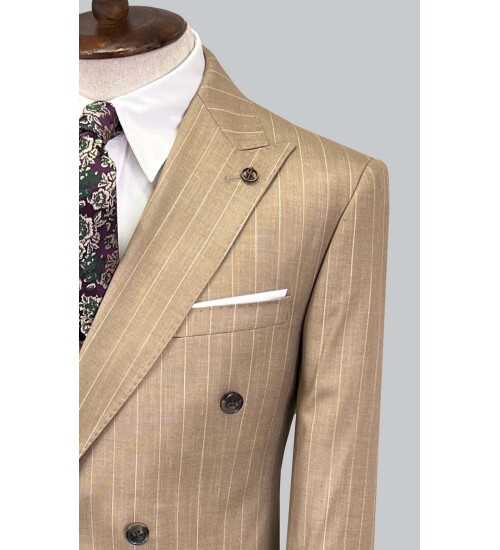 SUIT SARTORIA ÇİZGİLİ KAHVERENGİ KRUVAZE TAKIM ELBİSE 2894