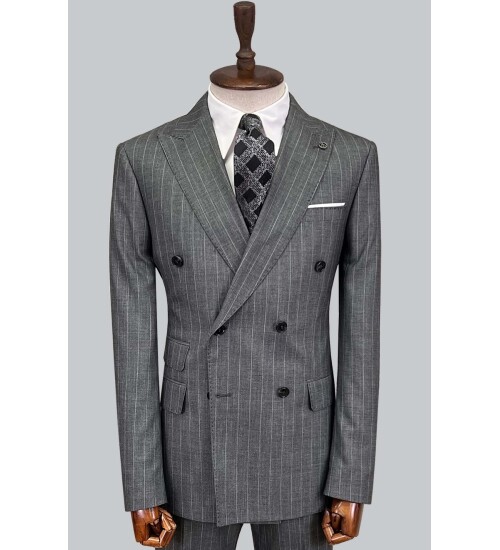SUIT SARTORIA ÇİZGİLİ GRİ KRUVAZE TAKIM ELBİSE 2894