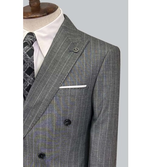 SUIT SARTORIA ÇİZGİLİ GRİ KRUVAZE TAKIM ELBİSE 2894