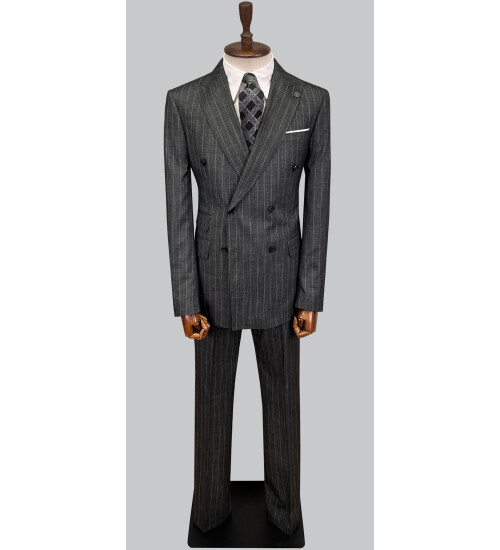 SUIT SARTORIA ÇİZGİLİ KOYU GRİ KRUVAZE TAKIM ELBİSE 2894