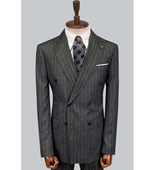 SUIT SARTORIA ÇİZGİLİ KOYU GRİ KRUVAZE TAKIM ELBİSE 2894