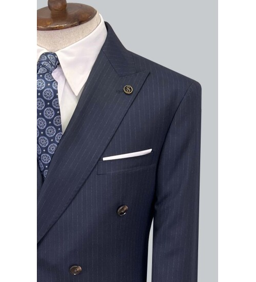 SUIT SARTORIA ÇİZGİLİ LACİVERT KRUVAZE TAKIM ELBİSE 2894