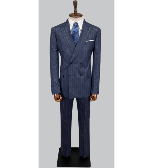 SUIT SARTORIA ÇİZGİLİ MAVİ KRUVAZE TAKIM ELBİSE 2894