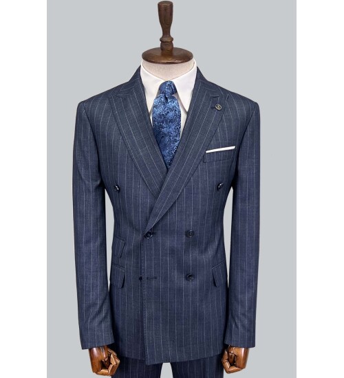 SUIT SARTORIA ÇİZGİLİ MAVİ KRUVAZE TAKIM ELBİSE 2894