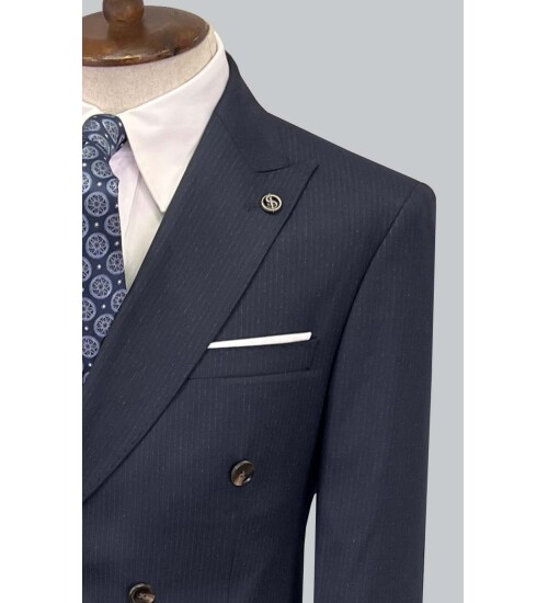 SUIT SARTORIA ÇİZGİLİ LACİVERT KRUVAZE TAKIM ELBİSE 2894