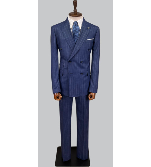 SUIT SARTORIA ÇİZGİLİ MAVİ KRUVAZE TAKIM ELBİSE 2894