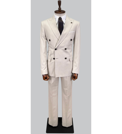 SUIT SARTORIA ÇİZGİLİ BEJ KRUVAZE TAKIM ELBİSE 2894