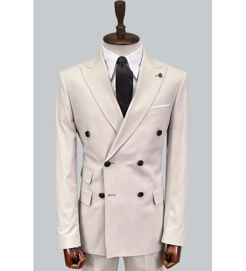 SUIT SARTORIA ÇİZGİLİ BEJ KRUVAZE TAKIM ELBİSE 2894
