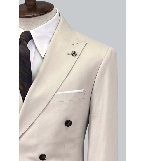 SUIT SARTORIA ÇİZGİLİ BEJ KRUVAZE TAKIM ELBİSE 2894