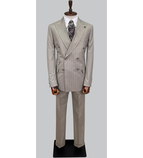 SUIT SARTORIA BEJ ÇİZGİLİ KRUVAZE TAKIM 2884