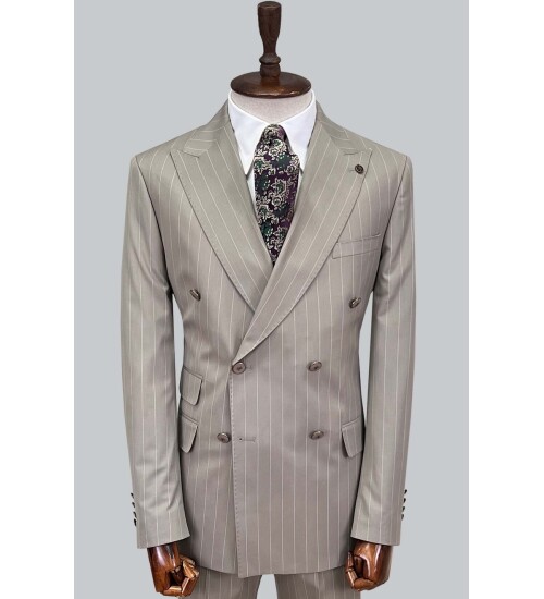SUIT SARTORIA BEJ ÇİZGİLİ KRUVAZE TAKIM 2884