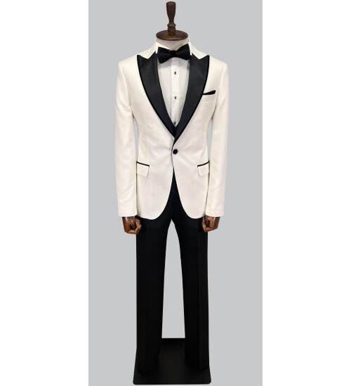 SUIT SARTORIA BEYAZ SİVRİ YAKA DAMATLIK 5643