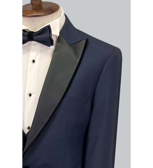 SUIT SARTORIA LACİVERT SİVRİ YAKA DAMATLIK 5643
