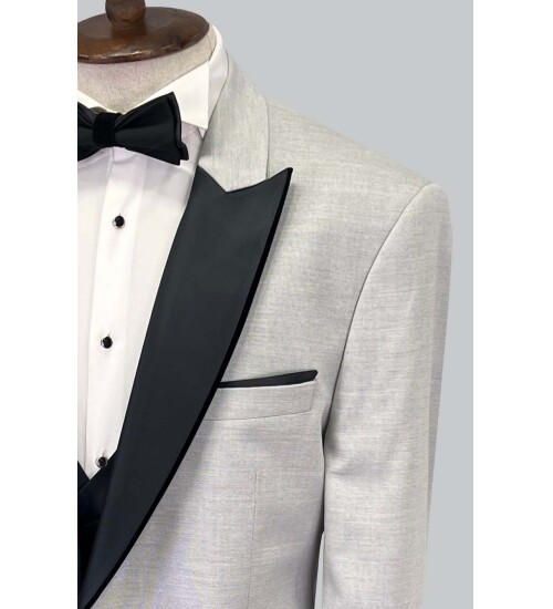 SUIT SARTORIA ÇIKMA YAKA GRİ BÜYÜK BEDEN DAMATLIK 5539