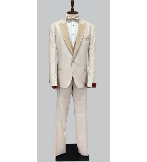 SUIT SARTORIA BEJ BÜYÜK BEDEN ÇIKMA YAKA DAMATLIK 5539