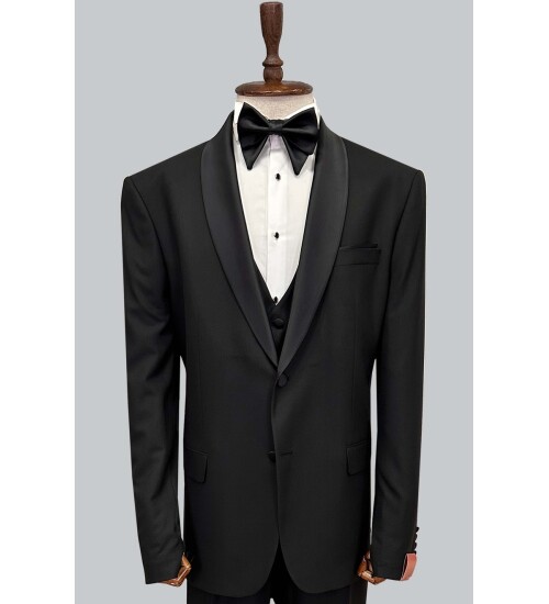 SUIT SARTORIA SİYAH BÜYÜK BEDEN ÇIKMA YAKA DAMATLIK 5635