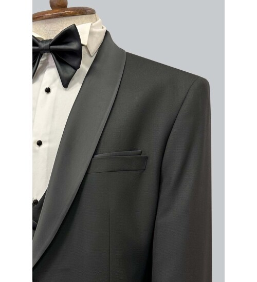 SUIT SARTORIA SİYAH BÜYÜK BEDEN ÇIKMA YAKA DAMATLIK 5635