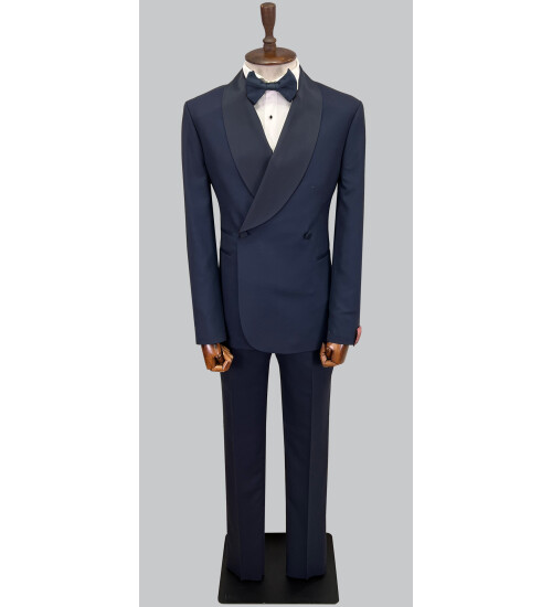 SUIT SARTORIA LACİVERT ŞAL YAKA DAMATLIK 5453