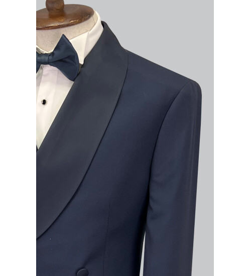 SUIT SARTORIA LACİVERT ŞAL YAKA DAMATLIK 5453