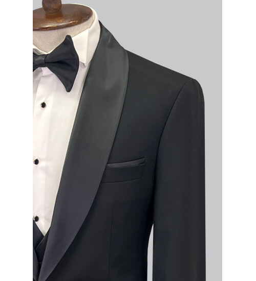 SUIT SARTORIA SİYAH ŞAL YAKA DAMATLIK 5629