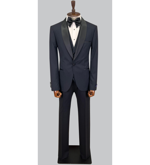SUIT SARTORIA ŞAL YAKA LACİVERT YÜNLÜ DAMATLIK 5625