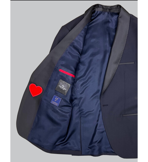 SUIT SARTORIA ŞAL YAKA LACİVERT YÜNLÜ DAMATLIK 5625