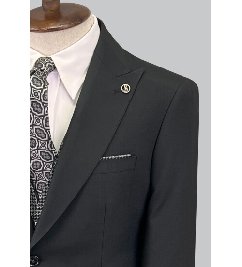 SUIT SARTORIA SİYAH ÇİFT YÖNLÜ YELEKLİ TAKIM ELBİSE 2810