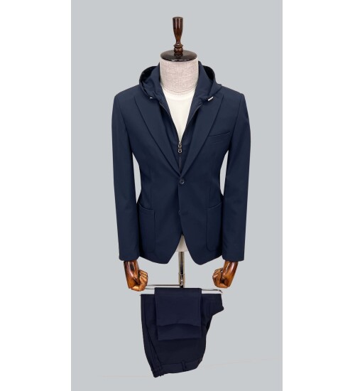 SUIT SARTORIA HOODED LAPEL NAVY BLUE PERFORMANCE SUIT 2630